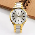 New men's business stainless steel strap round dial watch