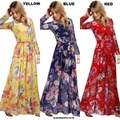 NJ EuropeFashion Floral Printed Long Dress with Inner Lining