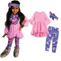 3pcs Toddler Girls Outfits Headband+Tops+Floral Kids Clothes Set