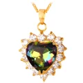 U7 Crystal Heart Zirconia 18K Gold Plated Pendant Necklace