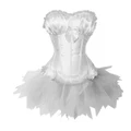 Lace Bow with Tutu Skirt Dance Corset Costume Outfit (White)