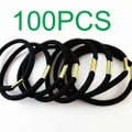 Women 100pcs Bands Black PONYTAIL HOLDER Hair Ties Rubber (5cm Diameter)