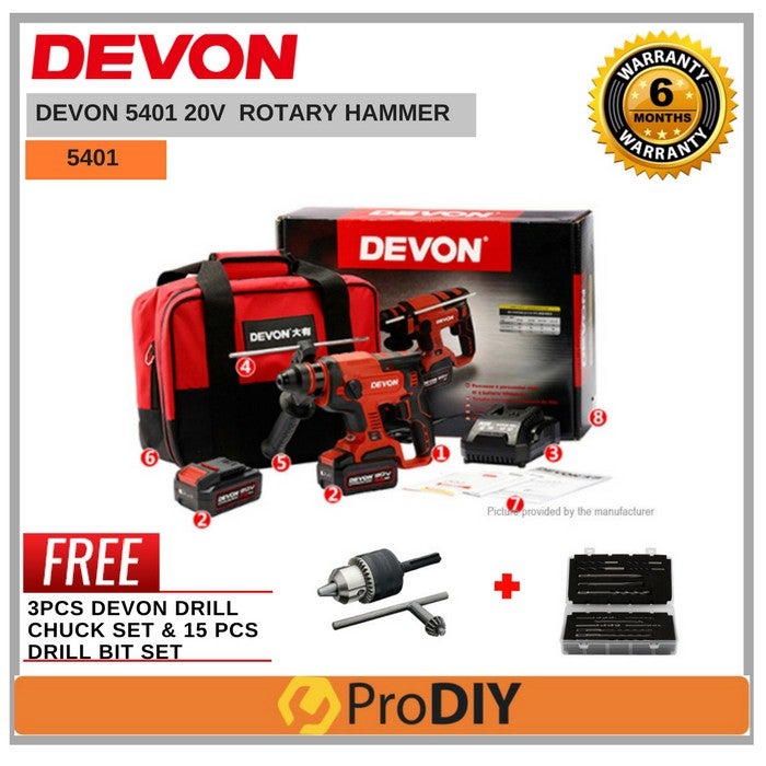 DEVON 5401 20V Lithium-Ion Cordless Brushles Rotary Hammer