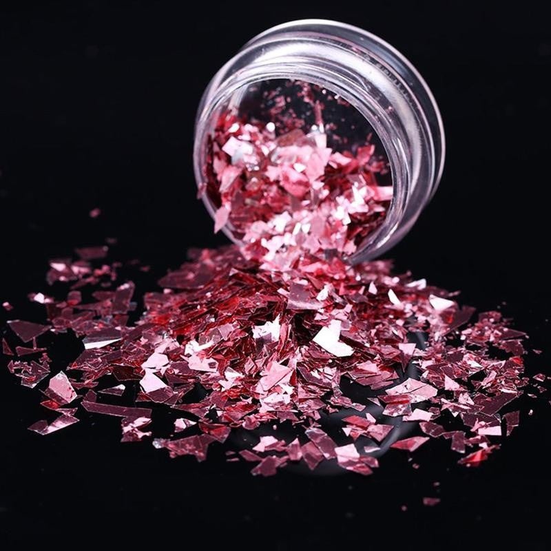 12 Color Nail Art Decoration Sticker Irregular Shell Paper Cellophane Tip Powder