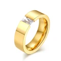Simple Big Square CZ Stone Ring for Women Gold Stainless Steel Wedding Jewelry