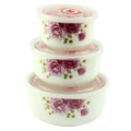Floral Ceramic with Air Tight Lid Container (Set of 3)