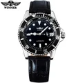 WINNER Luxury Luminous Men's Mechanical Watch Leather Skeleton Watch 357