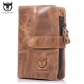 Genuine Leather Men Short Wallet Brand Coin Pocket Card Holder Bifold Purse