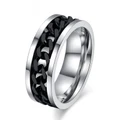 Spinner Black Chain Ring for Men Punk Titanium Steel Metal Men's Finger Jewelry