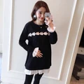 Sweet Maternity Shirts with Lace Cute Loose Clothes for Pregnant Women