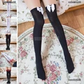 Girl Stretchy Meias Over The Knee High Socks Stockings Tights With Bows Thigh