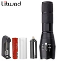 Flashlight LED Zooable 5000LM Light Torch light charger battery