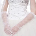 Stunning Mesh Floral Edge Gloves White Tulle Wedding Bridal Gloves