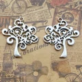 50Pcs Tree Leaf Charms Antique Silver DIY Jewelley Making Accessories Crafts