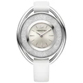 Crystalline Oval Watch, Leather strap White Silver tone Original Swarovski stock