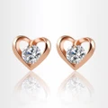 Korean zircon crystal personality love metal Heart Earrings