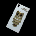 3D Cute Metal Retro Owl Branch Leaves Back Cover Hard Case for Sony Xperia Z2