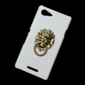 Bronze Metal Lion Head Ring Stand Holder Hard Cover Back Case for Sony Xperia E3