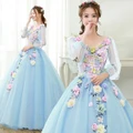 Floral 3D Flowers Prom Party Evening Dress Evening Dress Long Sleeves Ball Gowns