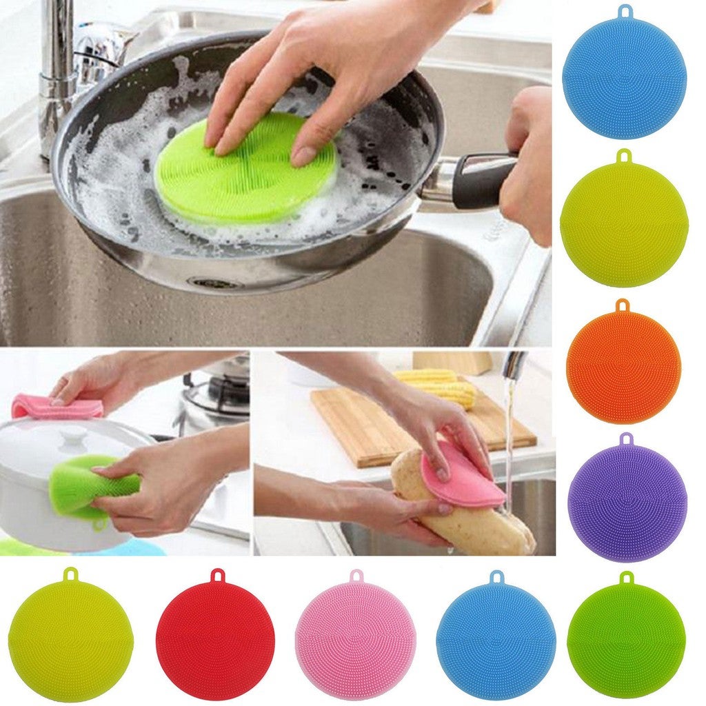 ?Ready Stock?Multi-function Antibacterial Silicone Sponge Dish Washing Brush