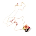 Long Enamel Pendant Necklace Flower Rhinestone Female Sweater Chain Jewelry