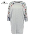 Bella women fashion female embroidery floral half sleeve cotton loose dress