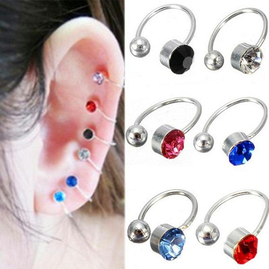 TMR Personalized Earrings U-shaped without Ear Piercings Ear Clip & Rhinestone