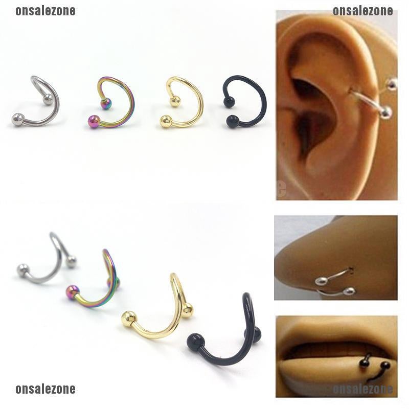 OZMY 4x Stainless Twist Nose Lip Ring Stud Earrings Bar Body Piercing Jewelry