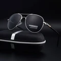 Cool Simple Polarised Alloy Frame Goggles Men Retro UV Sunglasses
