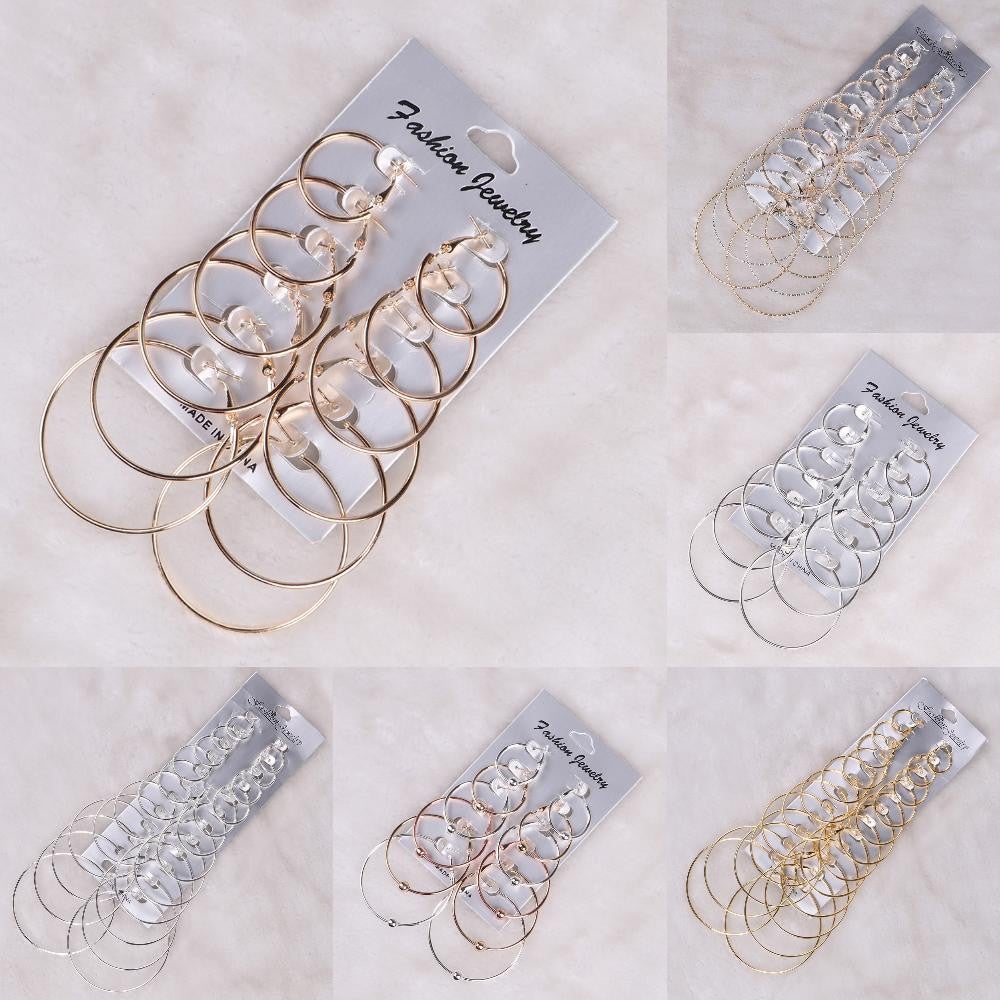 Simple Style Earring Set Big Circle Simple Women Jewelry