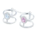 Two Pieces Diamond Simple Pink Plated 925 Sterling Silver Rings