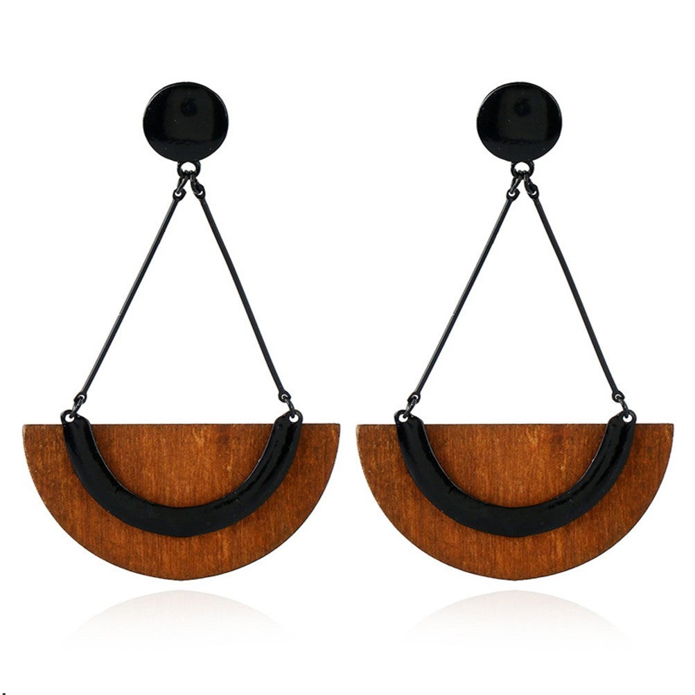 Moon Boat Shape Wood Dangle Earrings Christmas Birthday Gift