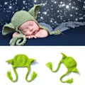 Handmade Knitted Baby Star Wars Yoda Costume Hat Newborn Photography Props