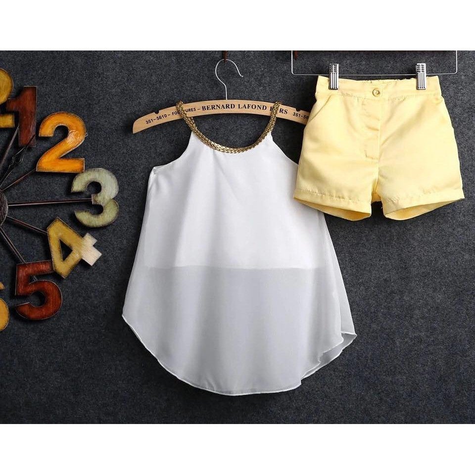 Girl Kids Korean Style Sleeveless Tops + Shorts Baby Toddlers