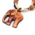 Hand Carved African Grassland Winds Elephant Woody Beaded pendant necklace