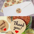 60Pcs Kraft Paper Love Heart "Thank You" Sticker Decorative Baking Sealing Paste