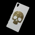 Fashion Bronze Retro Metal Skull White Hard Back Cover Case for Sony Xperia Z5