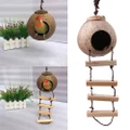 Wooden Grinded Coconut Shell Parrot Toys Hamster Handmade House Ladder Bird Nest
