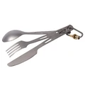 3 In 1 Titanium Camping Spoon Fork Tableware Set With Carabiner