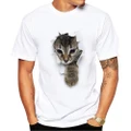 Cute Cat T-shirts Tees Print Animal T shirt Men o-neck short sleeve