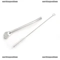 2pcs/set New Stainless Steel Tea Filter Straw Cleaning Brush Home Kitchen Access