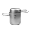Titanium 1.2L Pot 400ml Bowl Set Folding Handle Cookware