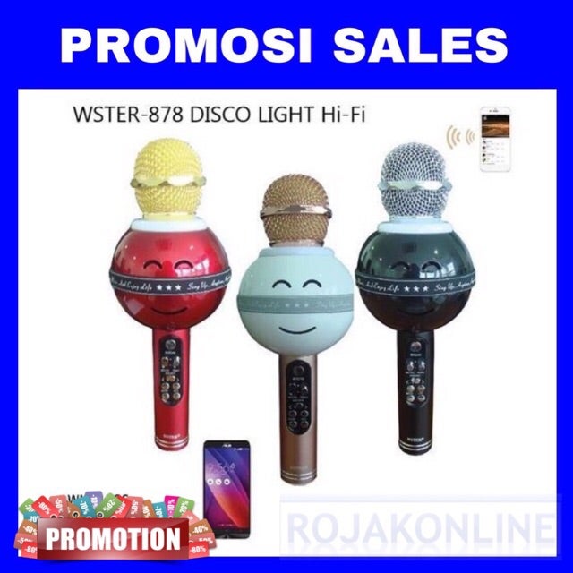 WS-878 Bluetooth Wireless Disco Light Karaoke Microphone MIC Singing Recording