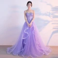 Sweet Banquet Lace Evening Dress Bride Strapless A-line Prom Formal Party Gown
