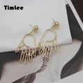 Cute Texture Palm Alloy Drop Earrings Unique personality jewelry