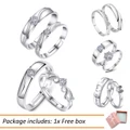 2pcs Couple Ring silver plated 925 cubic zirconia jewellery