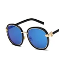 Novel Ashblack Frame Blue Slice Glasses Anti-UV Exquisite Ladies Sunglasses