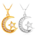 U7 18K gold plated Star Moon Muslim Pendant Necklace