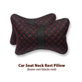 PU Leather Headrest Neck Cushion Support Headrest Pillow 2pcs (Black + Red Line)
