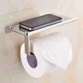 Steel Wall Mounted Accessories Toilet Roll Holder Shelf Phone Tissue
